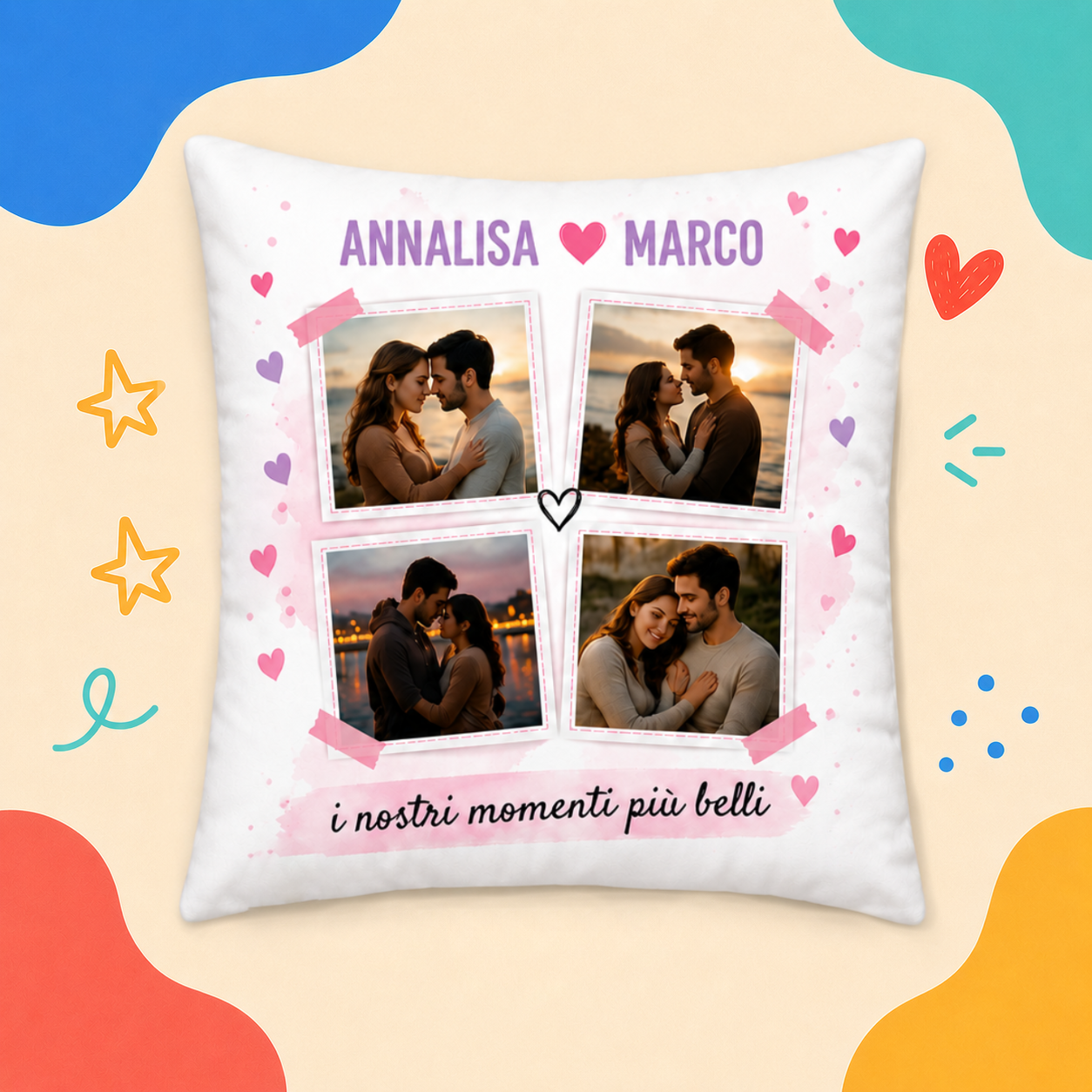 cuscino i mometi piu belli-2 Cuscino personalizzato “Insieme è il nostro posto preferito” - immagine 1